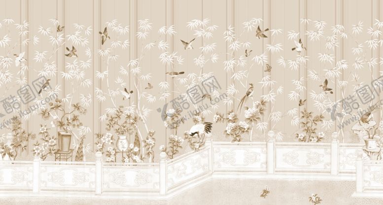 编号：39399010081437504352【酷图网】源文件下载-工笔花鸟背景墙装饰画