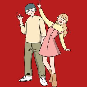 手绘情侣恋人爱男女卡通