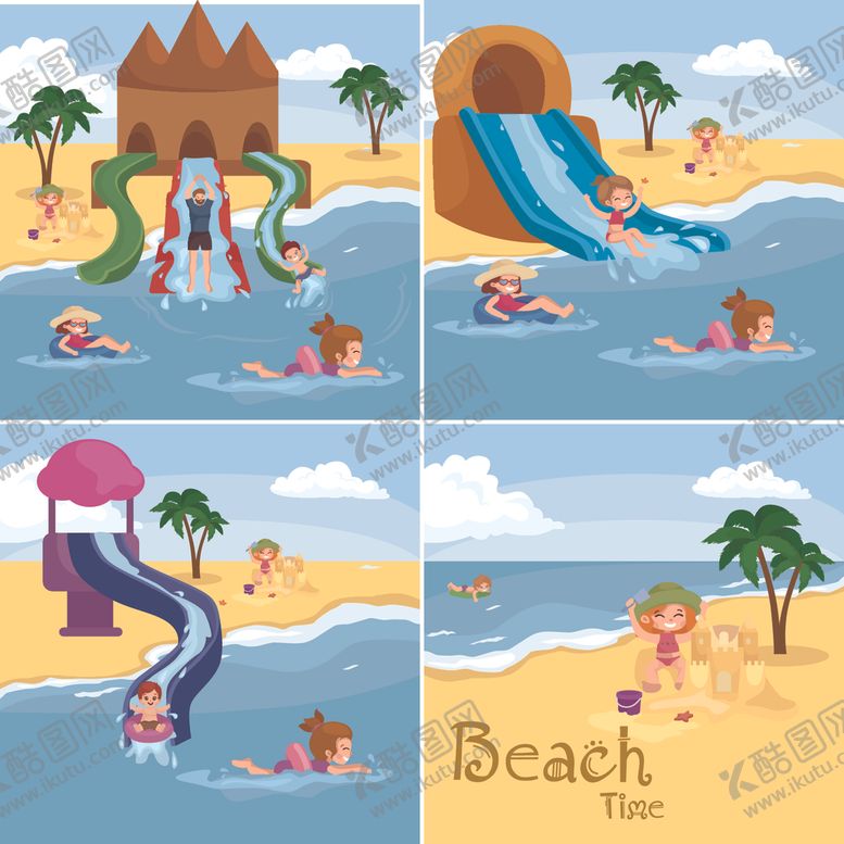编号：55036009241015421579【酷图网】源文件下载-卡通沙滩