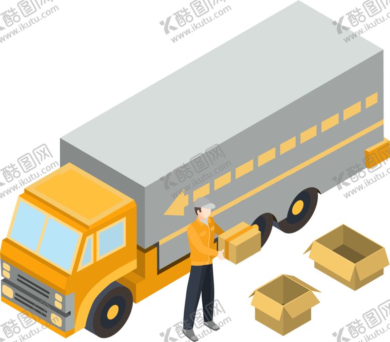 编号：83224502051204241214【酷图网】源文件下载-黄色快递货车