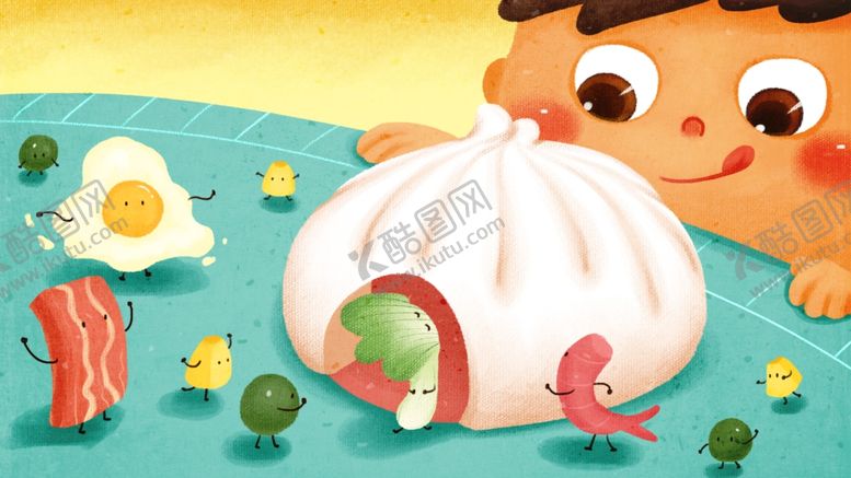编号：31014609110841262165【酷图网】源文件下载-包子美食食材卡通插画海报素材