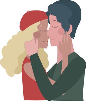 亲吻接夫妻拥抱