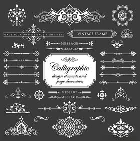 紫色复古装饰性设计元素集