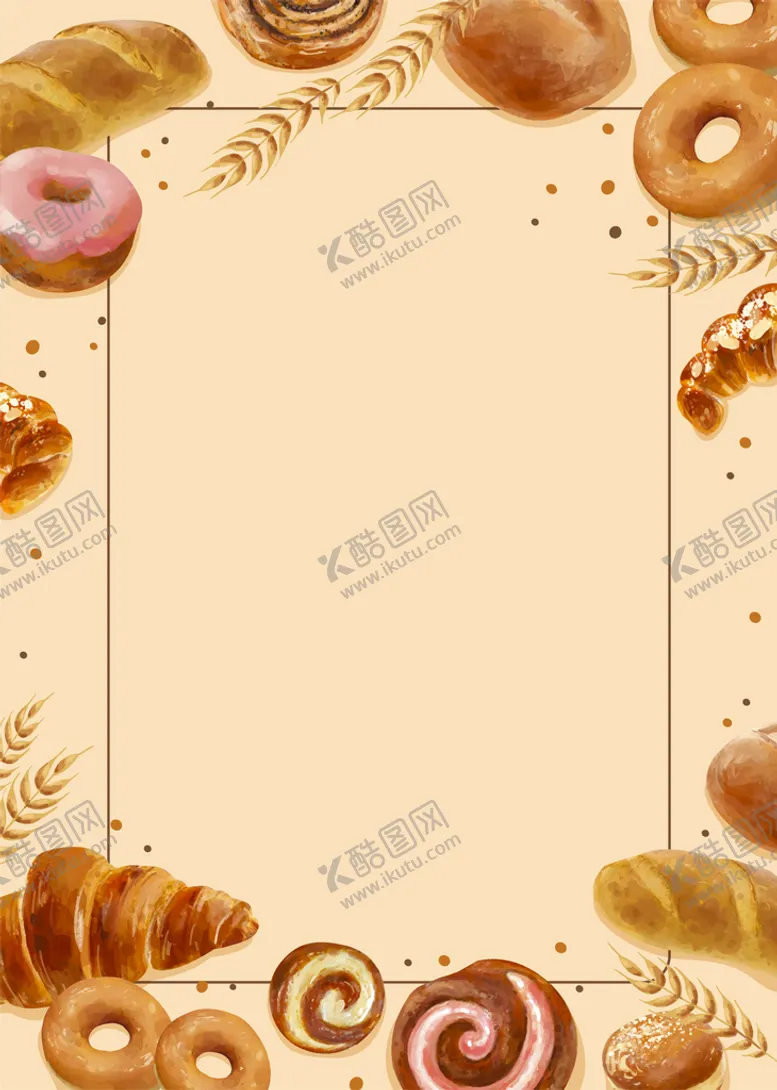 编号：86078211131259241737【酷图网】源文件下载-美味面包背景