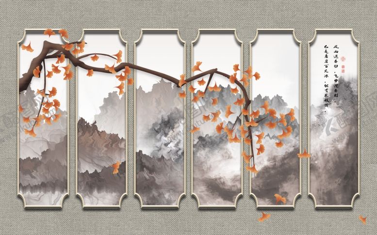 编号：81423805172111334625【酷图网】源文件下载-中式背景墙