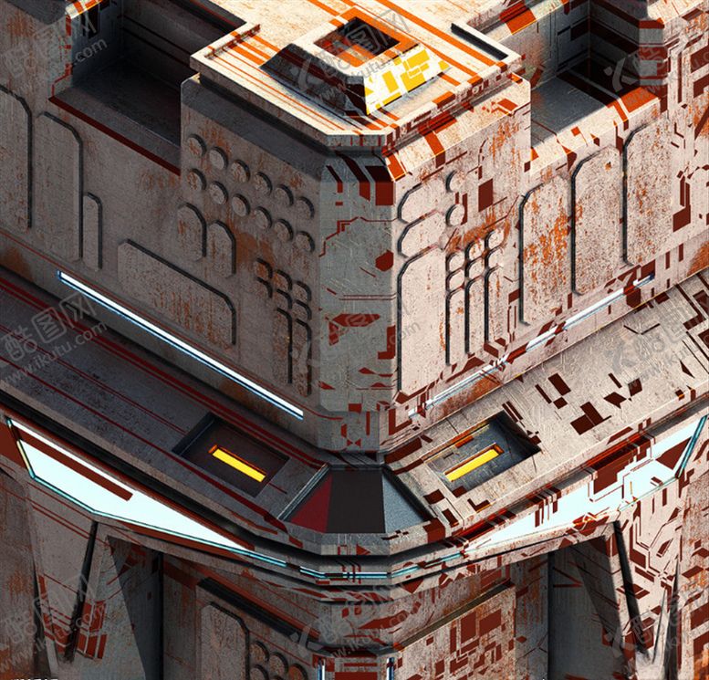 编号：85438710180833074906【酷图网】源文件下载-C4D模型飞船基地金属表面掩体