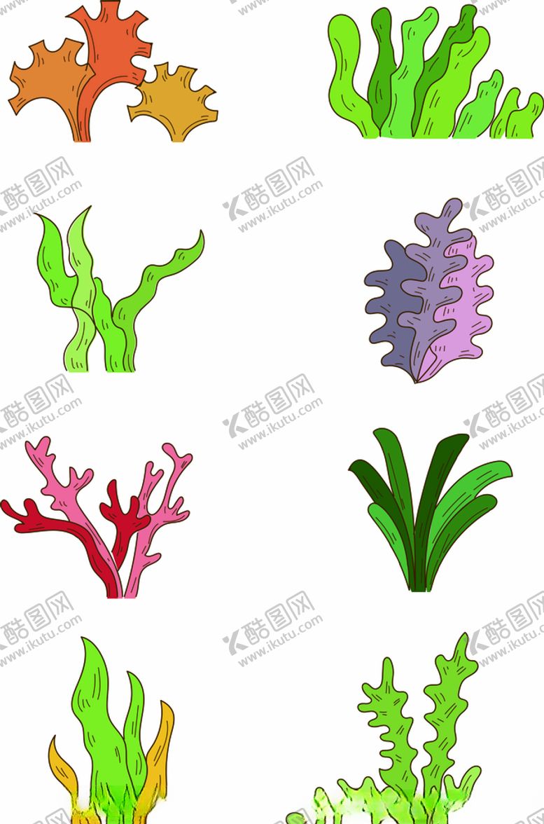 编号：74012506291119228958【酷图网】源文件下载-矢量可编辑海草植物海洋植物图标