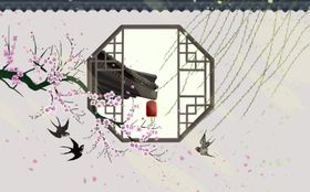 传统建筑墙檐屋檐插画背景