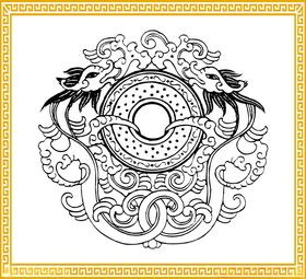 手绘古代精美龙纹装饰图案