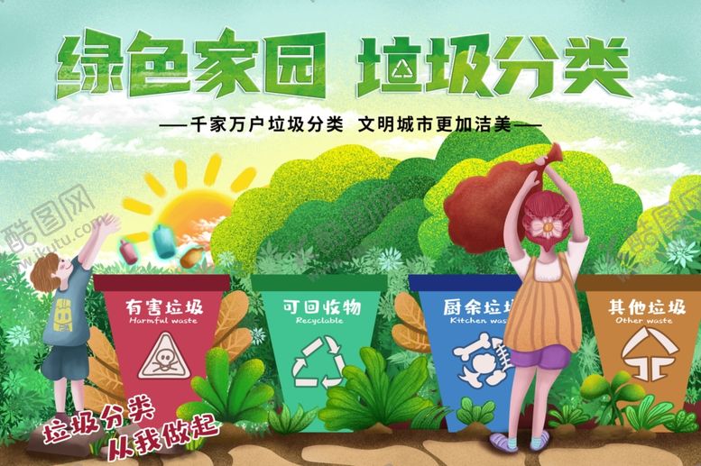 编号：82316602201823247535【酷图网】源文件下载-垃圾分类海报