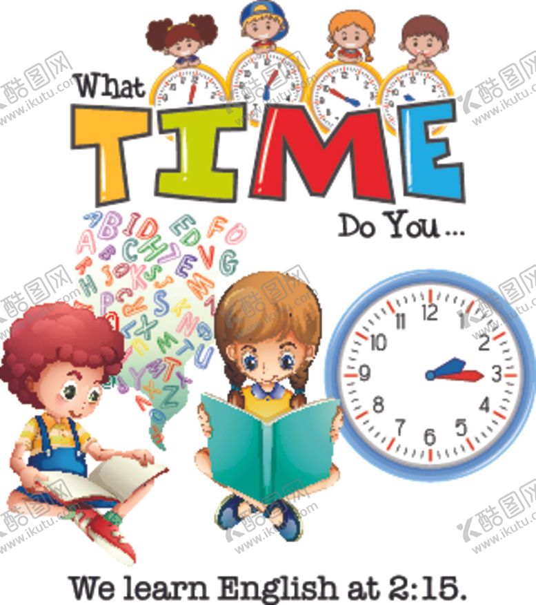编号：35829009171400342652【酷图网】源文件下载-卡通儿童和时钟