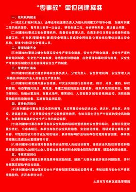 零事故单位创建标准