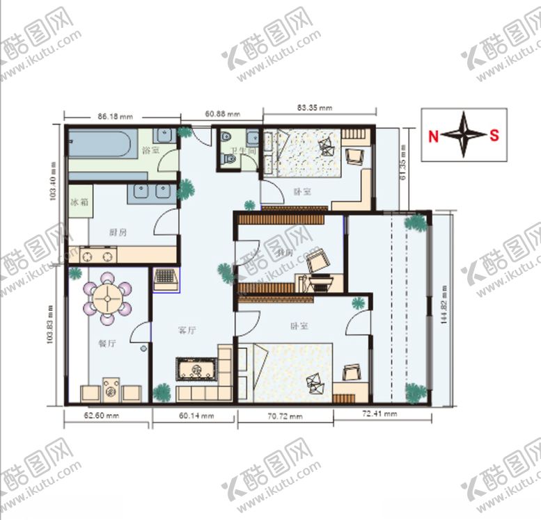 编号：52650409202336264735【酷图网】源文件下载-室内装饰平面图