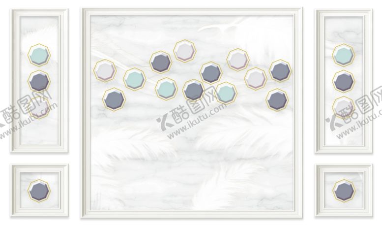 编号：43799810010118272909【酷图网】源文件下载-几何六边形框框背景墙