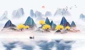 蓝色山水背景