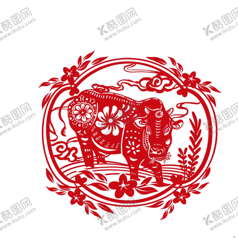 编号：60123604261041433790【酷图网】源文件下载-牛年剪纸