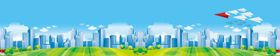 飞机城市卡通动态蓝