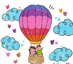 情侣乘坐热气球