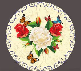 现代立体花卉纹理圆形装饰画