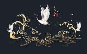 荣华富贵壁画墙贴复古背景素材
