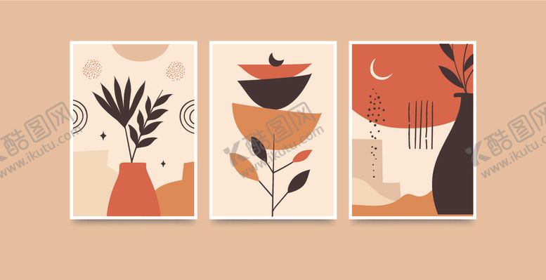 编号：63292810120511264477【酷图网】源文件下载-简约植物装饰画组合