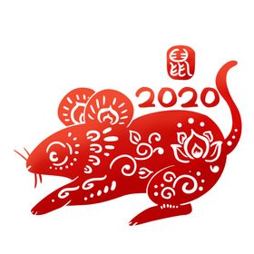 鼠年剪纸风格