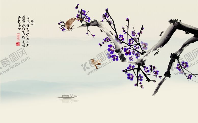 编号：54385610281746293798【酷图网】源文件下载-工笔花鸟背景墙装饰画