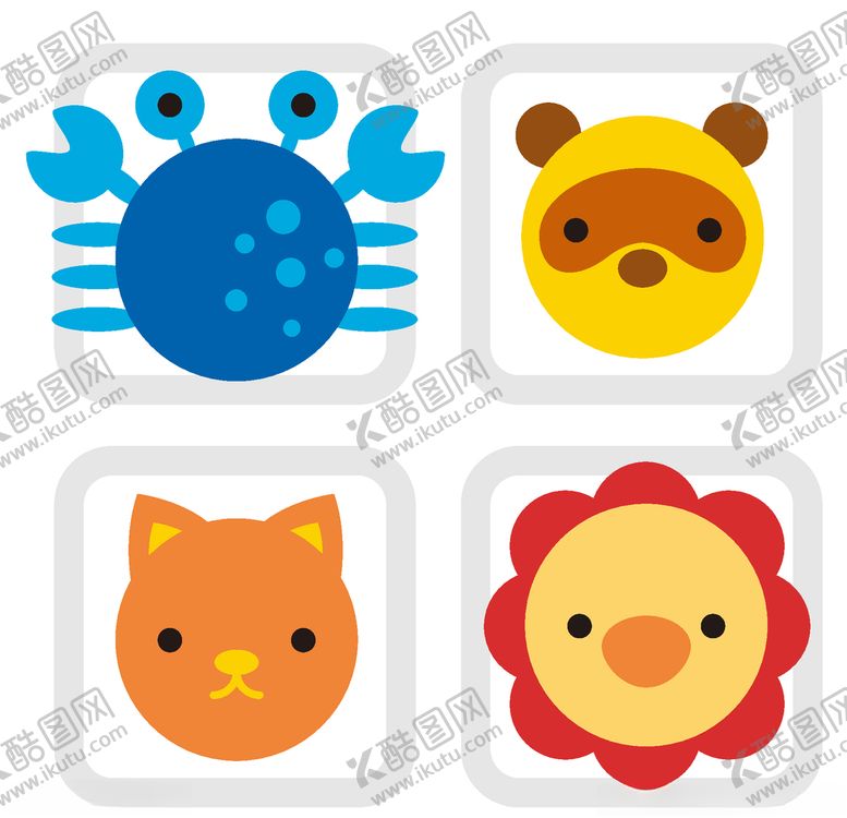 编号：72264809210026173896【酷图网】源文件下载-卡通动物头像