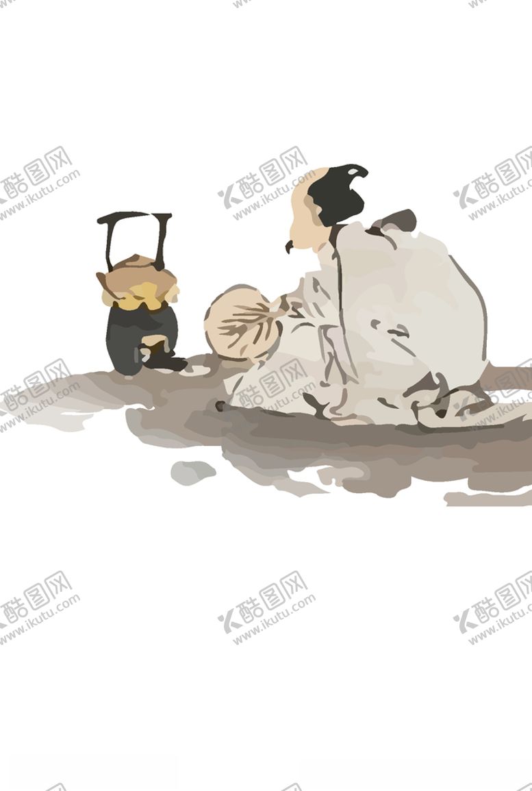 编号：72371407121214194499【酷图网】源文件下载-手绘水墨煮茶老人
