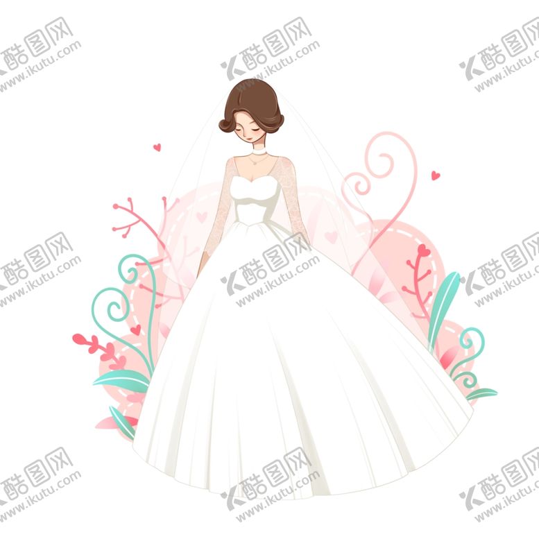 编号：98304006252041198749【酷图网】源文件下载-手绘新娘婚纱插画