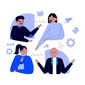团队商务办公合作卡通人物