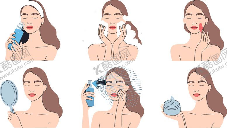 编号：35723104010730305624【酷图网】源文件下载-女性护肤插画