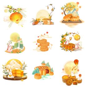中秋卡通形象插画集合