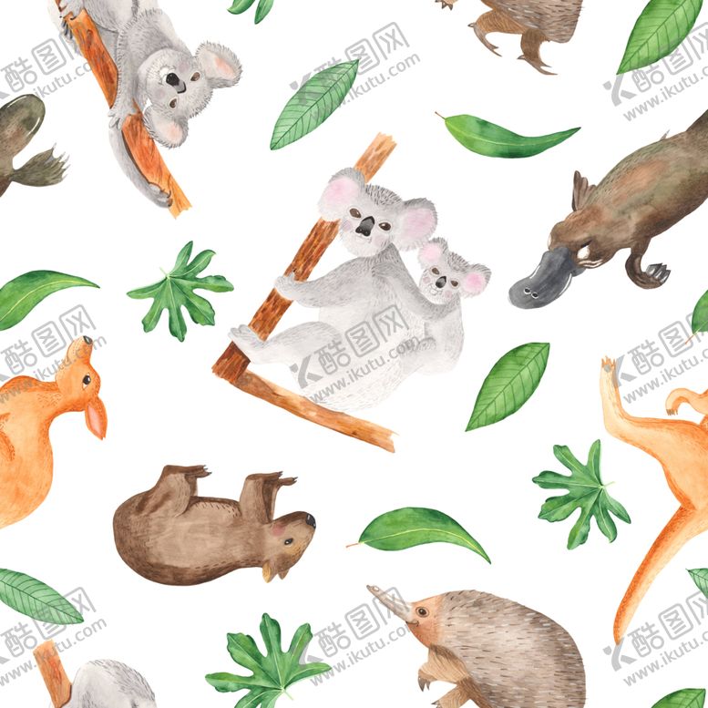 编号：92807809222210239502【酷图网】源文件下载-水彩植物动物背景